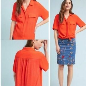 Anthropologie Red Button Down